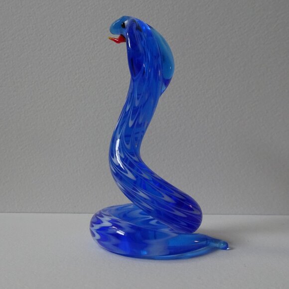 Vintage Blown Glass Blue Snake Figurine - Picture 5 of 8